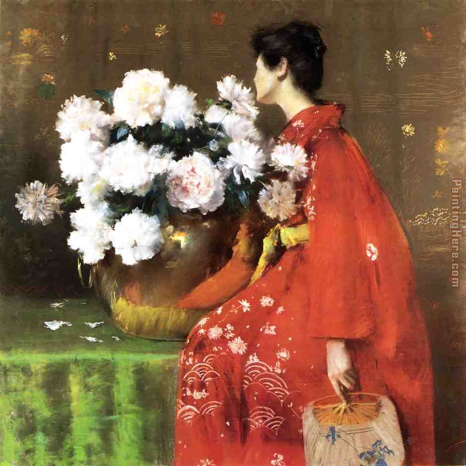 Peonies painting - William Merritt Chase Peonies art painting